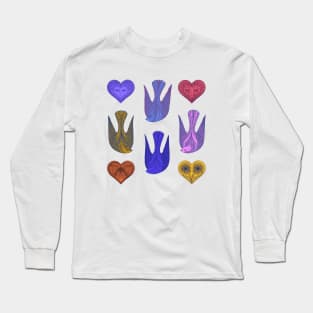 Lovely love birds with cute hearts Long Sleeve T-Shirt